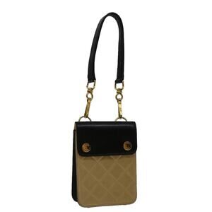CHANEL Matelasse Hand Bag Leather Beige CC